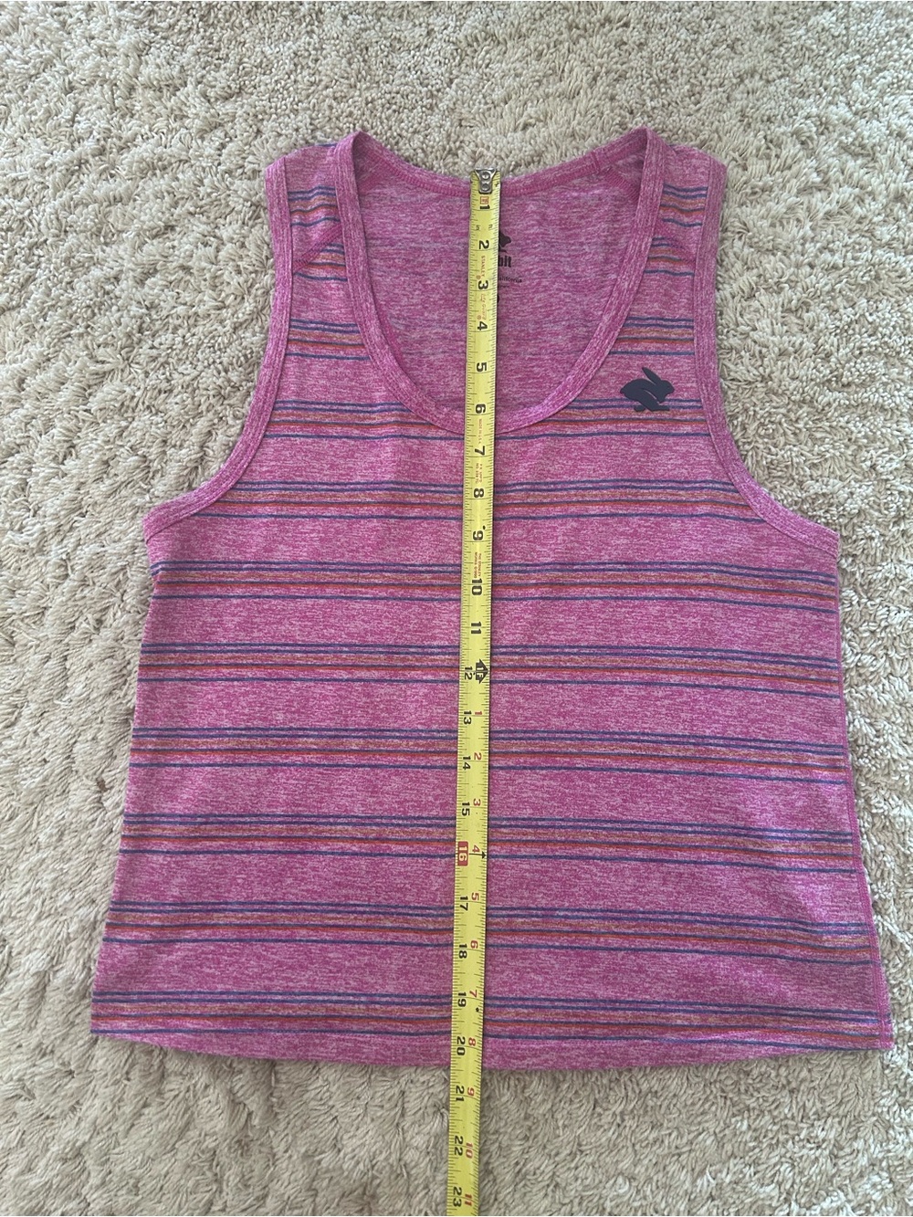 Rabbit EZ Cropped Tank, Pink Striped XS - Picture 6 of 8